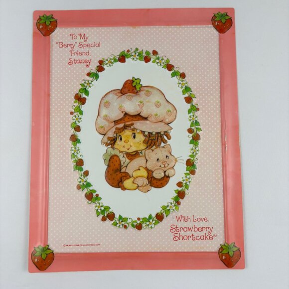 Strawberry Shortcake Plastic Print 3D Picture Cat VTG 80's - Picture 1 of 8